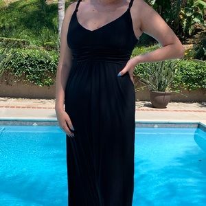 Ann Taylor Loft Black Cotton Maxi Dress